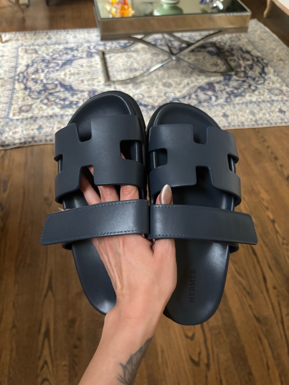 Hermes Chypre Sandals - dark blue - Picture 5 of 5